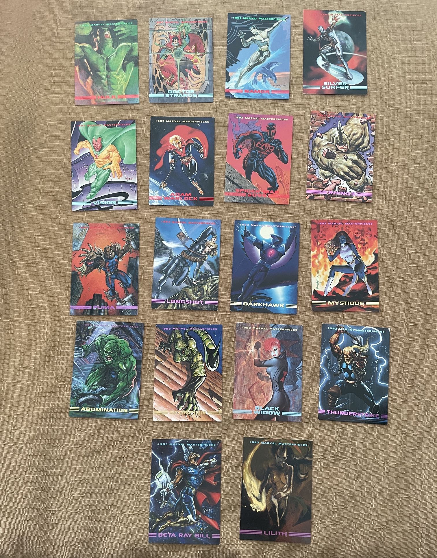 1993 Marvel Masterpieces Lot of 18 Cards -Sky Box