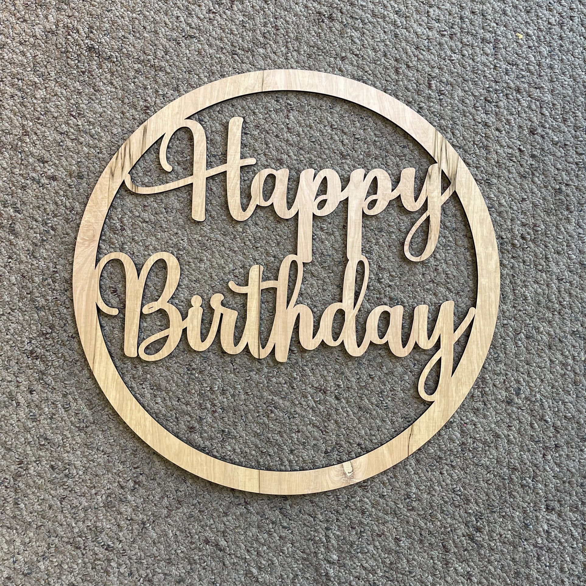 Happy Birthday Laser Cut Wood Sign Custom Name