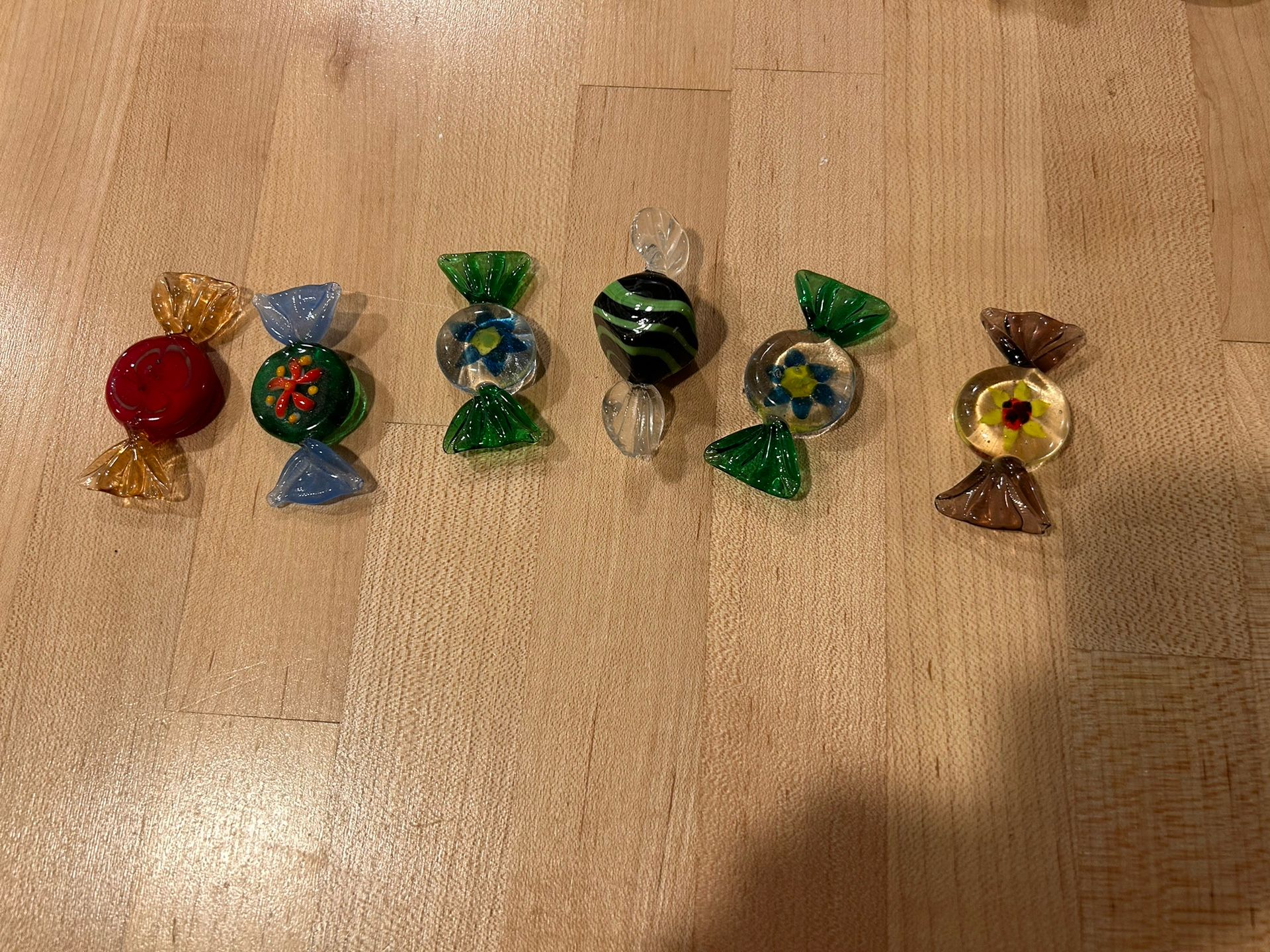 6 Pieces Murano Style Glass Candy