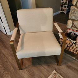 Mid Century  Chair gold Metal Frame 