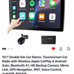 10.1" Double Din Car Stereo, Touchscreen Car Radio