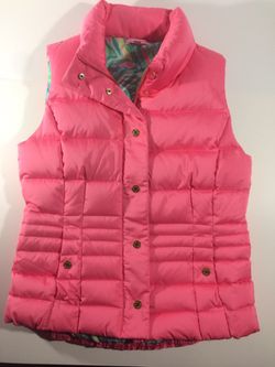 Lilly Pulitzer ISABELLE PUFFER VEST Down Feather M medium Flamingo Pink