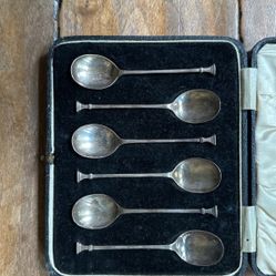 Vintage Sterling Silver Coffee Spoons Set - Josiah Williams & Co, London 1917