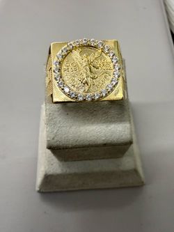 10k Gold Centenario Ring , Versace style, size 10.5, weight 8.0 Grams