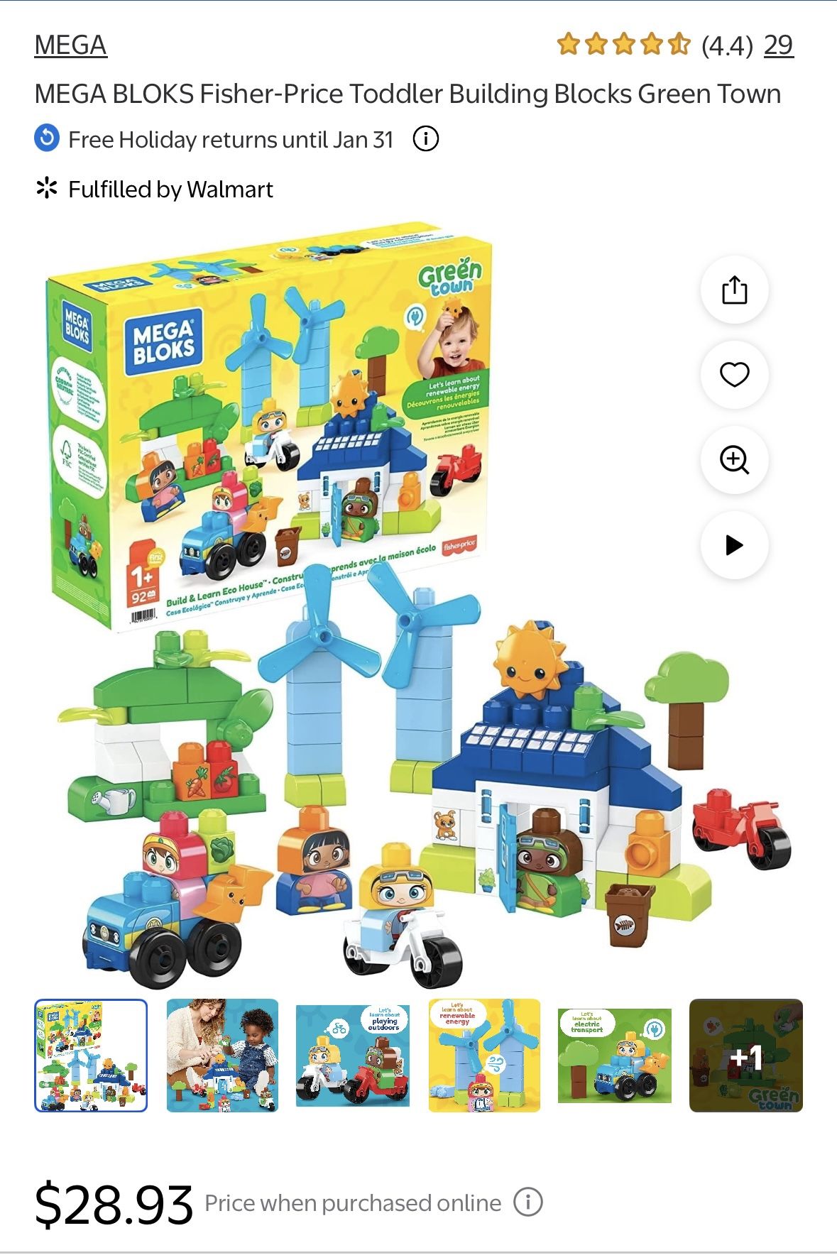 MEGA BLOKS Fisher-Price Toddler Building Blocks Green Town