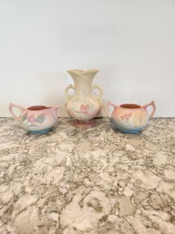 Hull Magnolia '40s Vintage Pottery, Vase, Creamer, Sugar