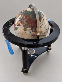 Decorative World Globe with Black Stand and Compass