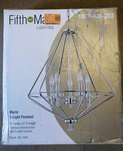 Marin 5-Light Polished Chrome Pendant with Crystal Accents