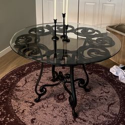 Iron And Glass Table W/ Chairs 