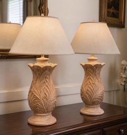 Elegant Leaf Design Table Lamps – Matching Set