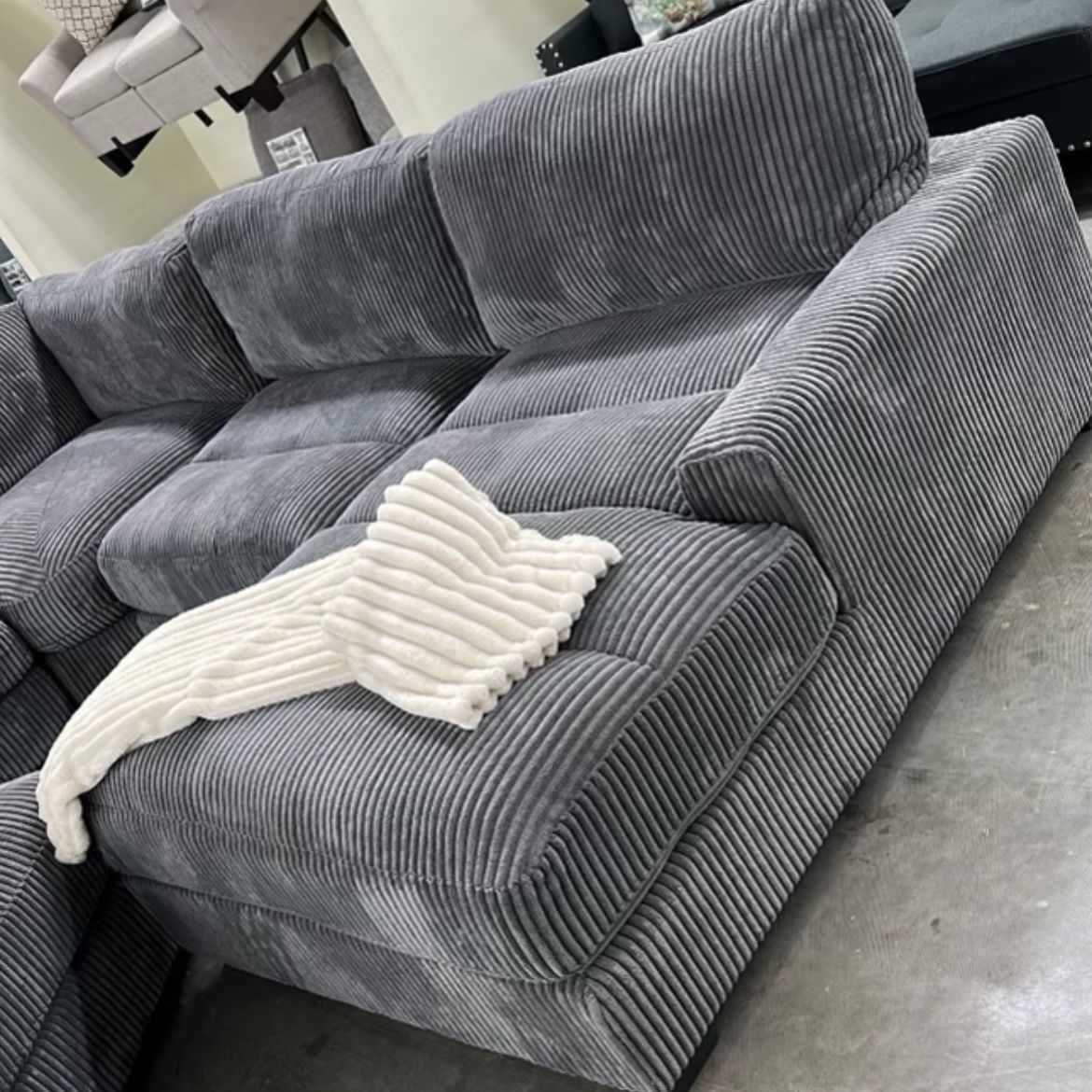Extra Large Ivory Or Grey Modular Sectional 7 Piece Set Extra Plush Corduroy Fabric Brand New In Box Firm Price $1,380 