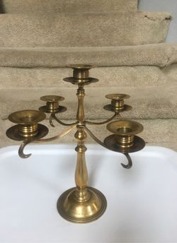 Vintage Brass 5 candlestick Holder