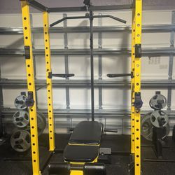 Gym Power Cage With Matching Bench