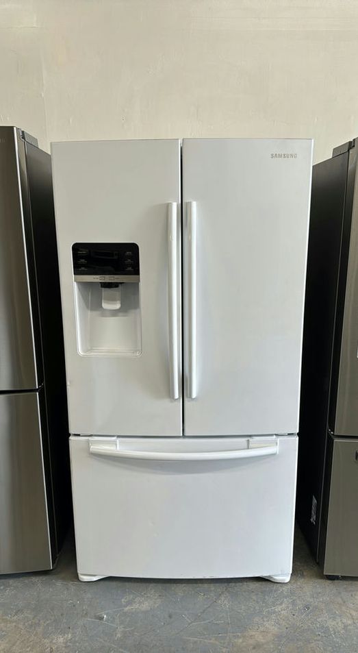 Samsung 3-Door French Door Fridge, White - Good Condition, Ice Maker