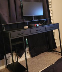 Desk with Drawers and Shelves