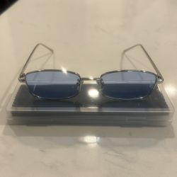 New Retro Vintage Unisex Sunglasses (Silver Frames/Blue Lens)