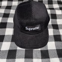 supreme fw25 courdoroy cap - black