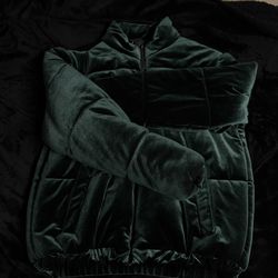 Men’s Green Velvet Puffer Jacket