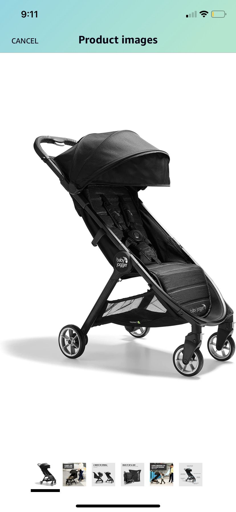 Baby Jogger City Tour 2 Ultra-Compact Travel Stroller, Jet Black