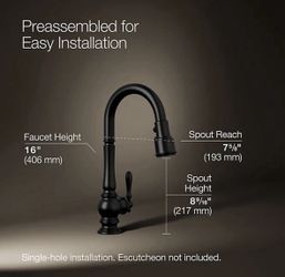 Kohler K-99261-BL Artifacts Pull-Down Kitchen Faucet — Matte Black