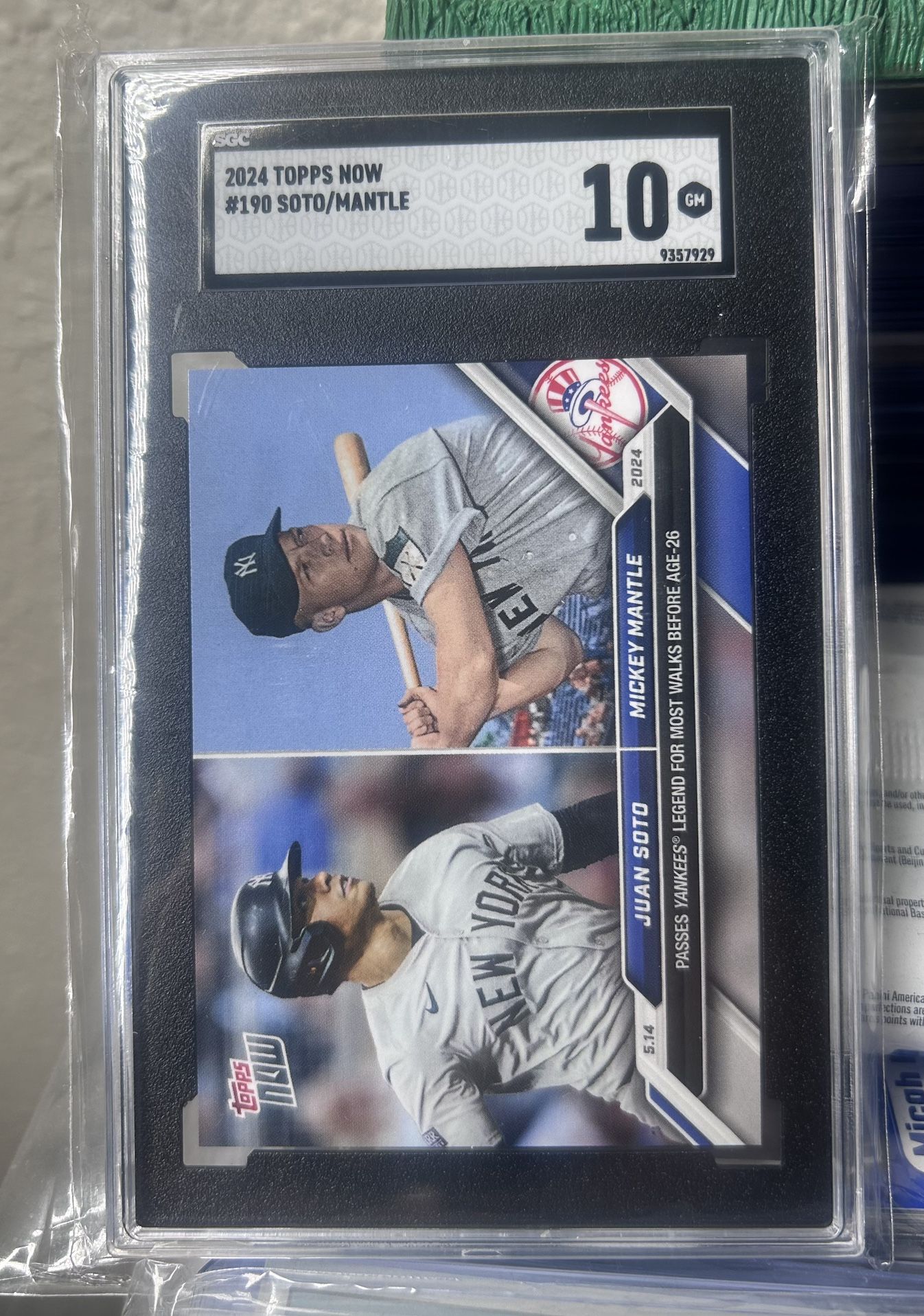 2024 TOPPS NOW #190 SOTO/MANTLE SGC 10