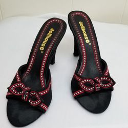 Dollhouse Black and Red Slide Heels 