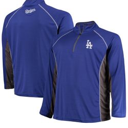 Men's Fanatics Royal/Charcoal Los Angeles Dodgers Big & Tall Pebble Raglan Quarter-Zip Jacket