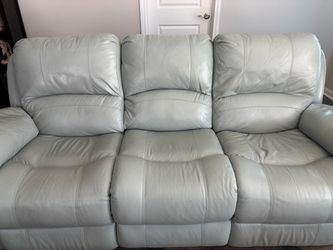 Light Gray Leather Reclining Sofa