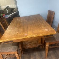 Solid Wood Dining Table Set W/ 5 Chairs