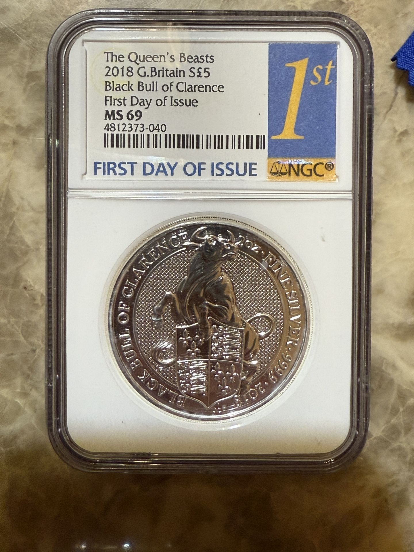 2018 NGC MS69 Queen’s Beast Black Bull 2oz Silver Coin