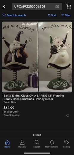 SENTA AND Mrs CLAUS on A SPRING 12” Figurine candy can