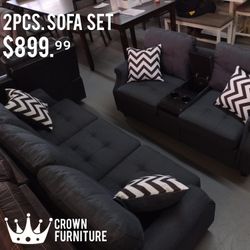 2pcs. Sofa Set Blue Grey