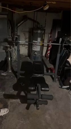 Home gym Weights plates bench read desc