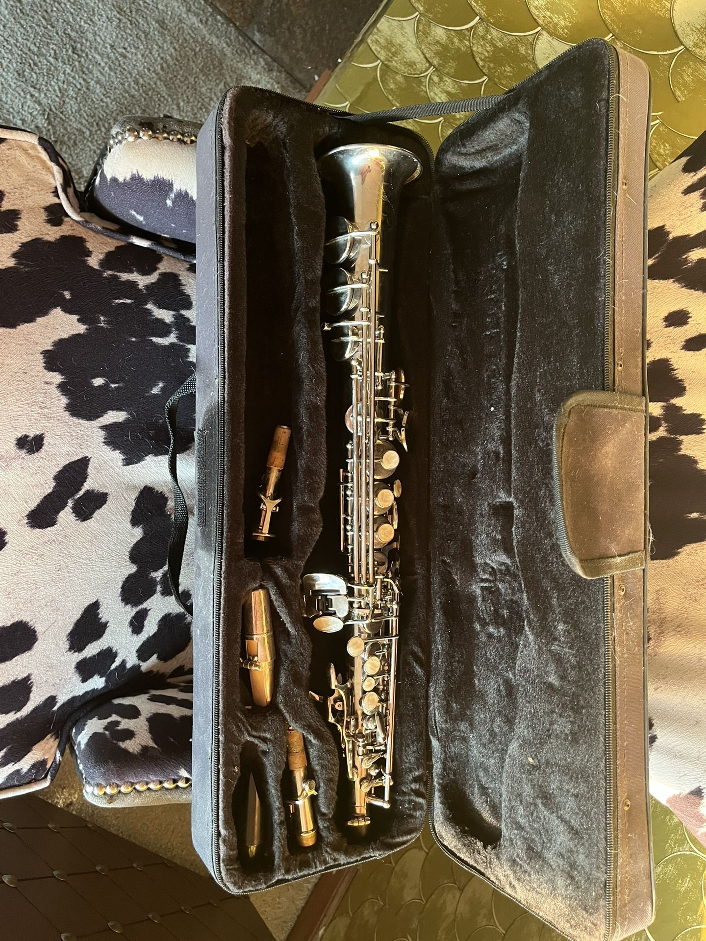 Silver Soprano Saxophone With Case