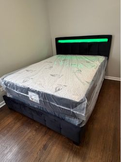 Led bed frame / Matress and box spring included