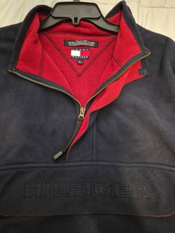 Vintage Tommy Hilfiger 90s Fleece XL Navy Red Quarter Zip