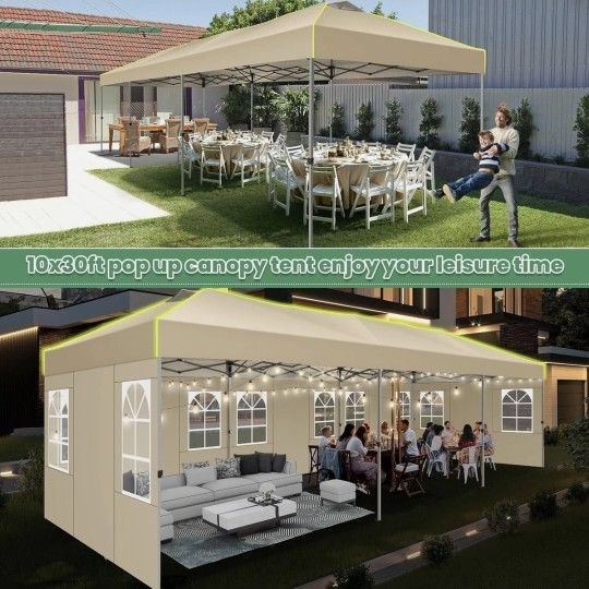 10x30 Pop Up Canopy Commercial Tent Waterproof Car Gazebo Outdoor