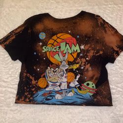 Bleached Croptop Space Jam T-shirt