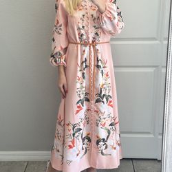 Lexi Billow Long Floral Print Dress, Size M
