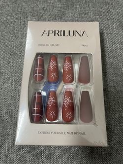 Winter At The Lodge Matte Long Coffin Press On Nails - 24 Pieces - Artificial Nails - Christmas Nails