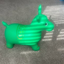 AppleRound Horse Bouncer with Hand Pump, Inflatable Space Hopper, Green