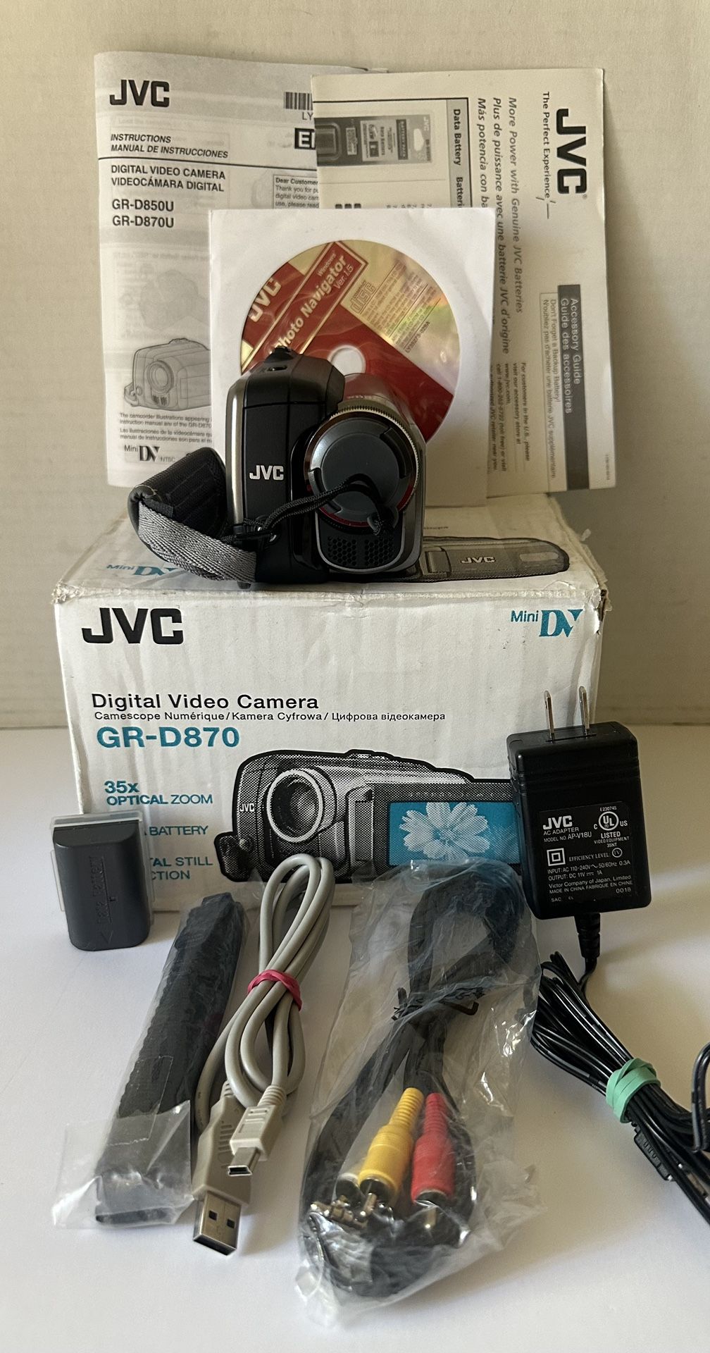 Vintage JVC GR-D870U Digital Video 35x Optical Zoom MiniDV Handheld Camcorder Gray