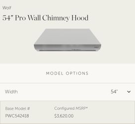 Wolf Pro Wall Chimney Hood – 54” Stainless Steel Model: PWC542418  💲 MSRP: $4,999 🔥 Price Today: $3,999 (20% OFF)  Complete your dream kitchen with 