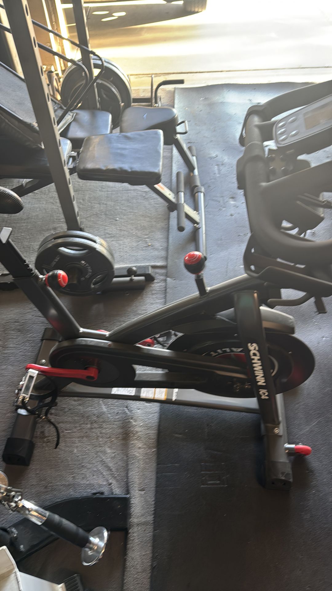 Schwinn IC4 stationary bike, road bike trainer