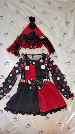 Girls Clown Halloween Costume with Hat