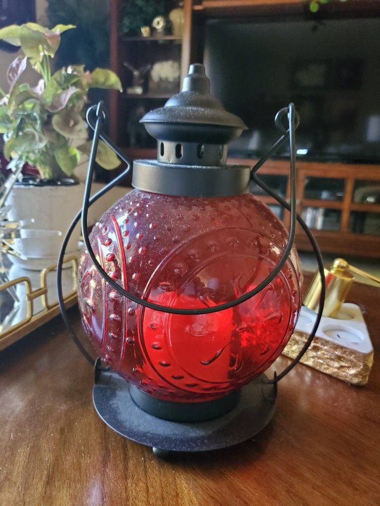 Red battery operated lantern