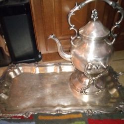 Silver Britannia Electro Plate Teapot on Tilting Stand & Burner

