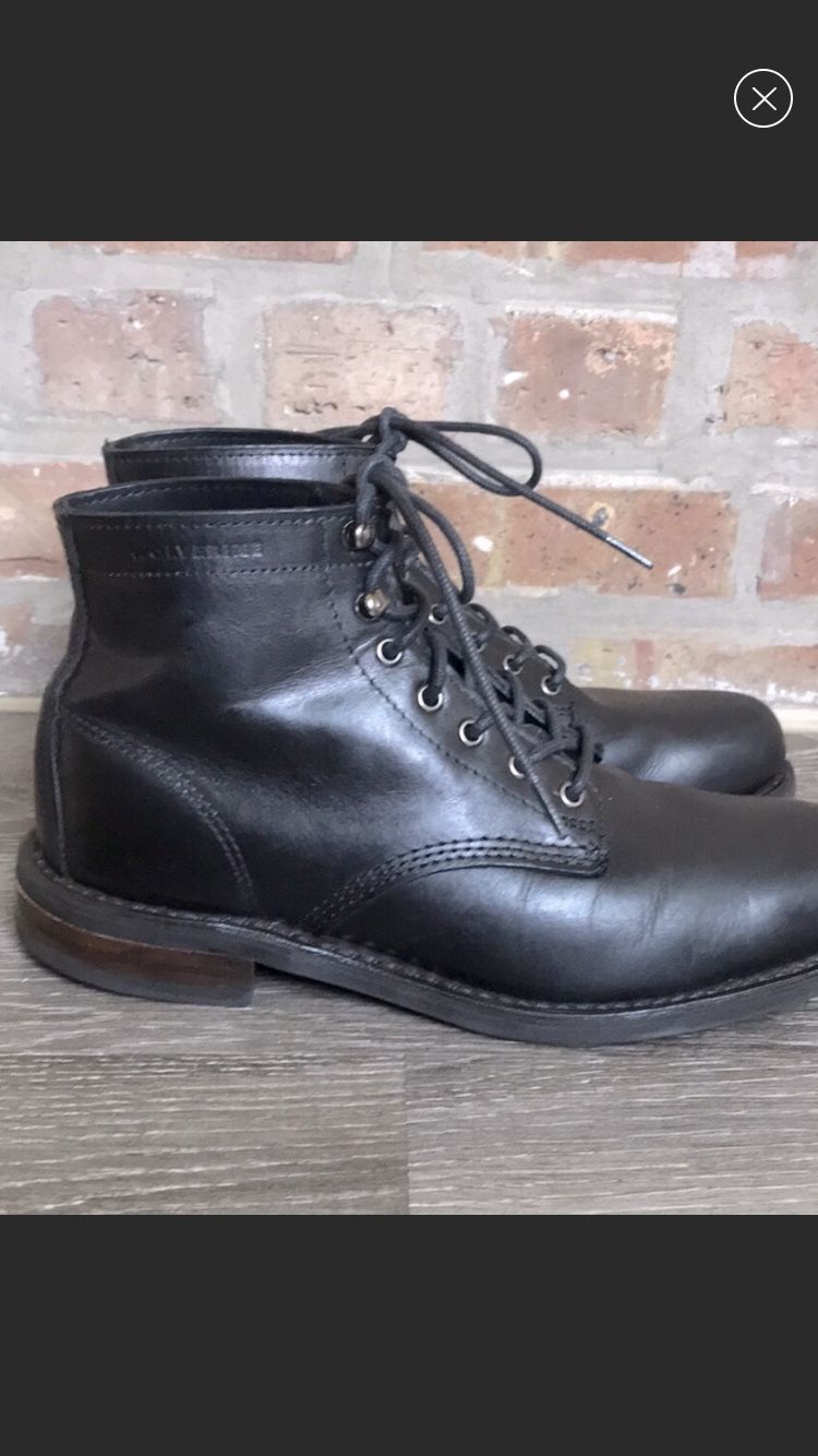 Wolverine Kilometer Black Leather Boots 8 1/2