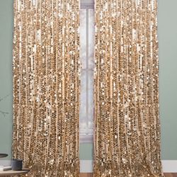  Pair of Gold 8x8 Payette Curtain Panels 