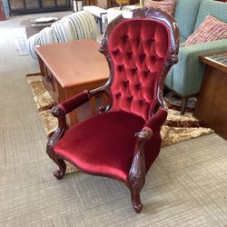 Red Velvet Victorian Accent Chair